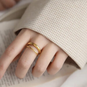 Double-line Ring Titanium Steel Womens Ring