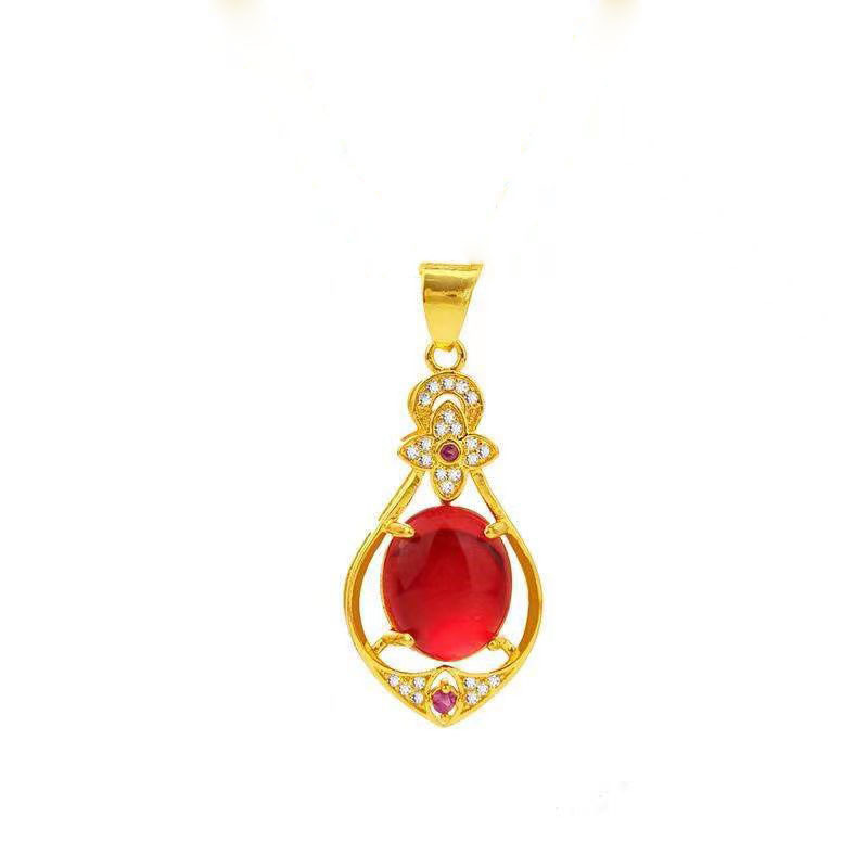 Douyin's Popular Sand Necklace, Accessible Luxury Niche Design, Textured Red Water Drop Pendant, Clavicle Fashion Necklace That Does Not Fade - Image 8