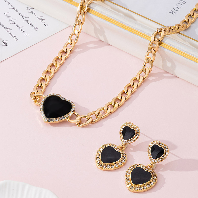 Loving-heart Glaze Chain Earrings For Women
