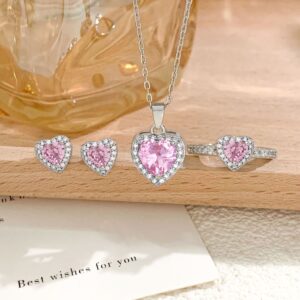 Necklace Heart-shaped Zircon Three-piece Set
