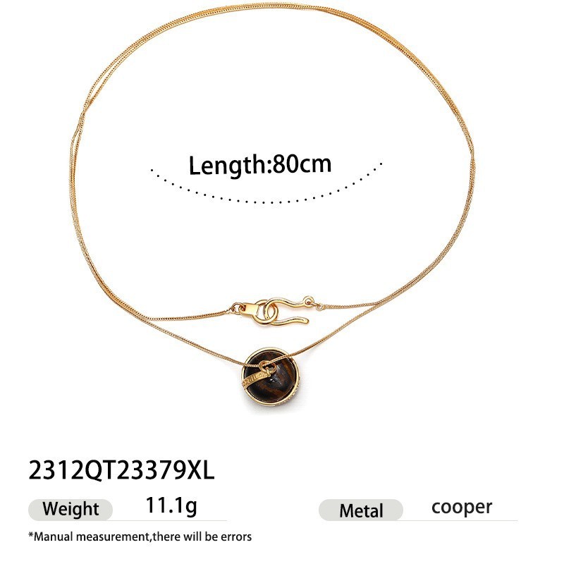 Brass-plated Tigers Eye Agate And Zircon Necklace - Image 4
