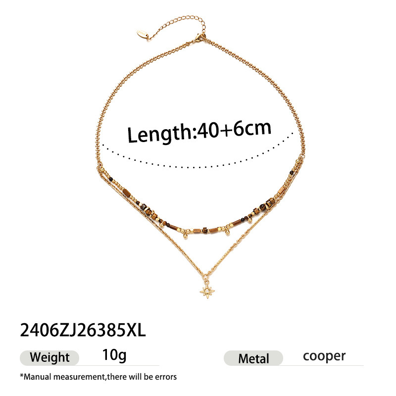 Brass-plated Tigers Eye Agate And Zircon Necklace - Image 3