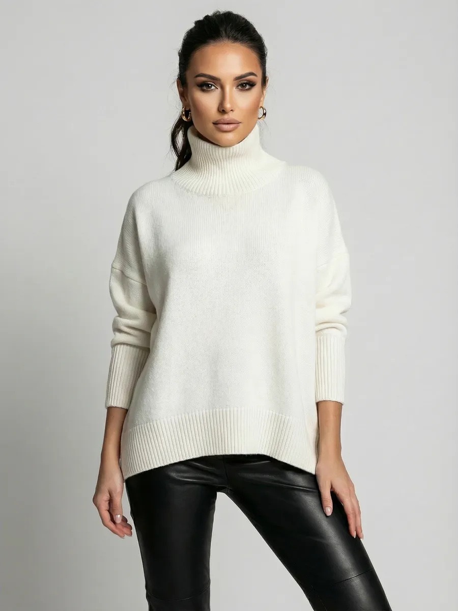 Turtleneck Knit Loose-fitting Casual Sweater - Image 3