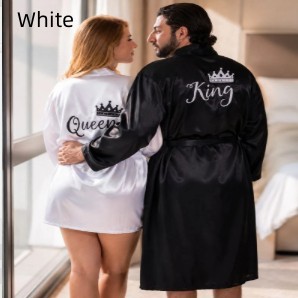 Black And White Morning Robes For Men And Women - Image 5