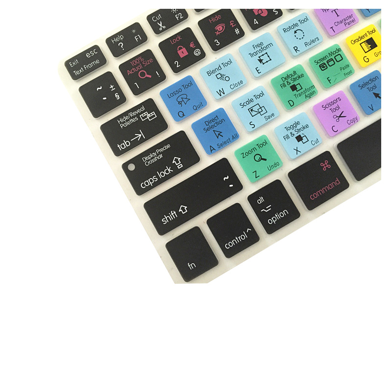 Adobe Illustrator Keyboard Shortcut Design Functional Silicone Cover For Macbook Pro Air 13 15 17 Protector Sticker - Image 5