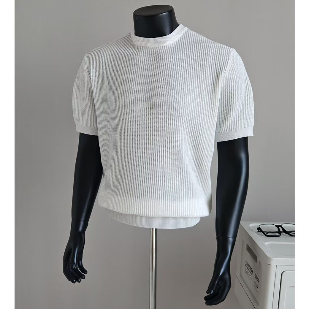 Men's Half-Neck Anti-Stripe Ice-Silk Short-Sleeve T-Shirt For Summer - Image 6