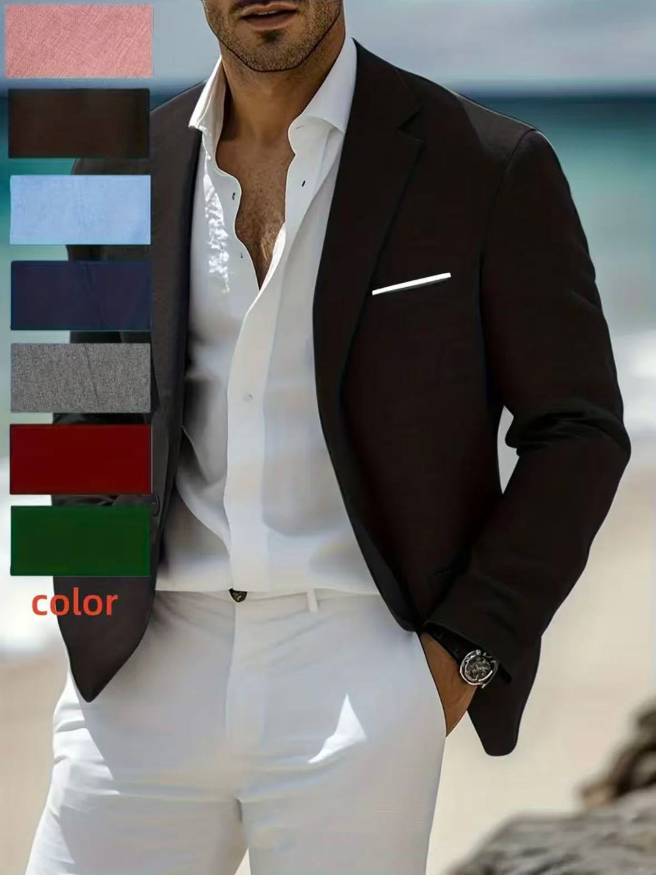 Men's Summer Thin Linen Casual Suit Jacket - Image 8