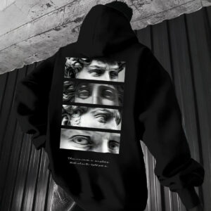 Hoodie With A Four-panel Mosaic Print Of The Statue