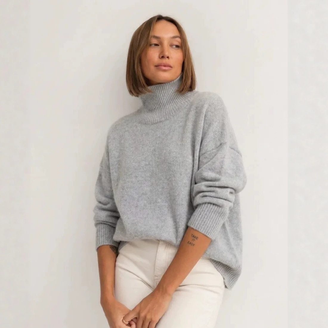 Turtleneck Knit Loose-fitting Casual Sweater - Image 6