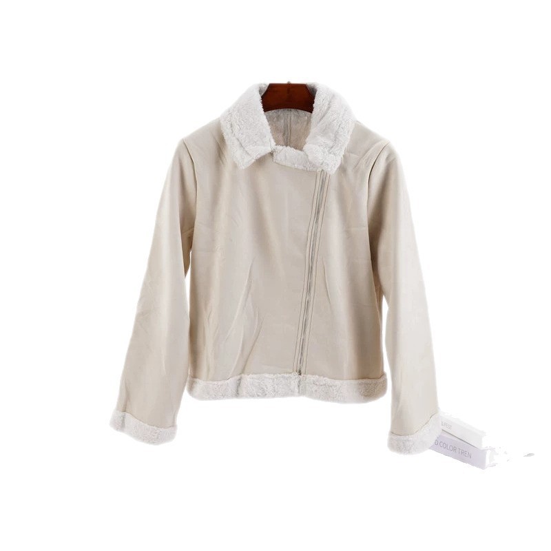 Winter Cotton Jacket With A Slanted Zipper And Thick Fur Lining - Image 2