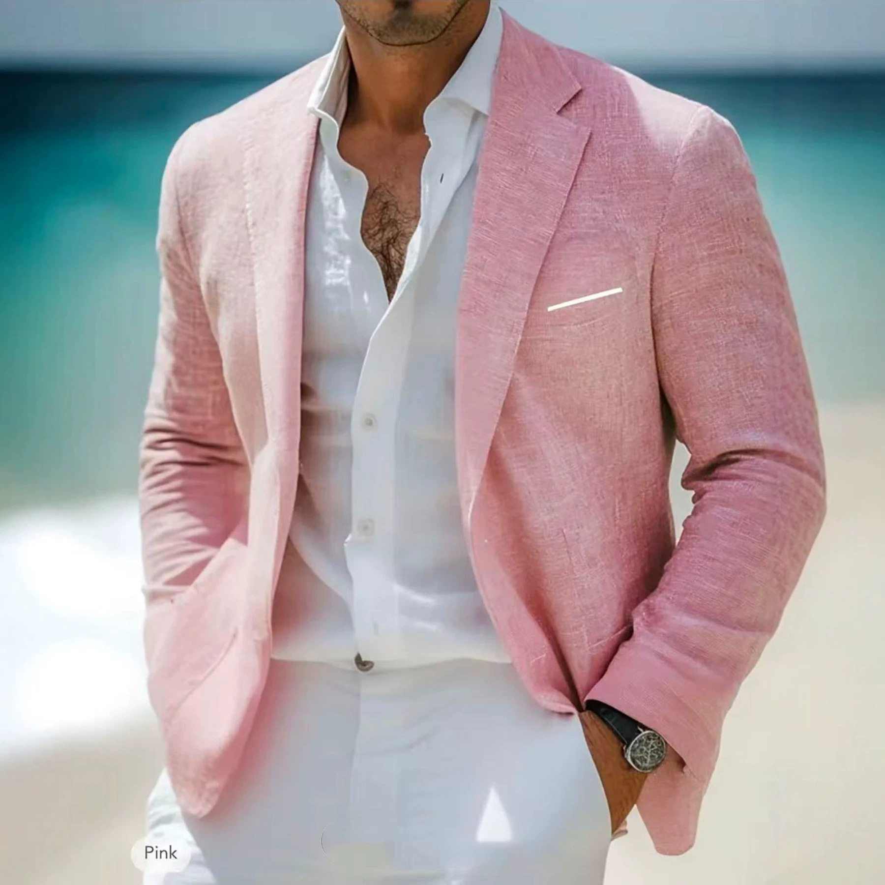 Men's Summer Thin Linen Casual Suit Jacket