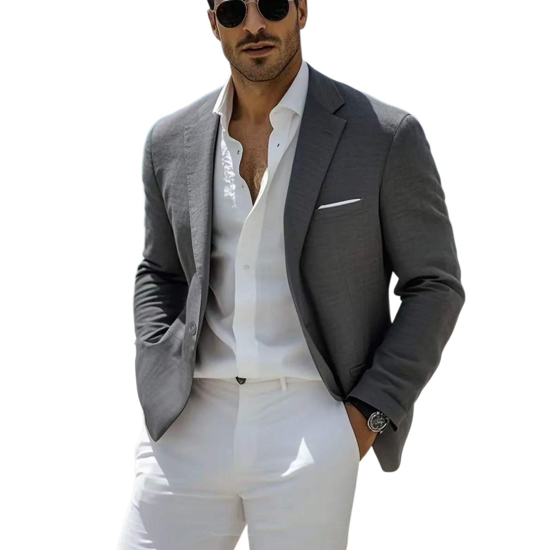Men's Summer Thin Linen Casual Suit Jacket - Image 7