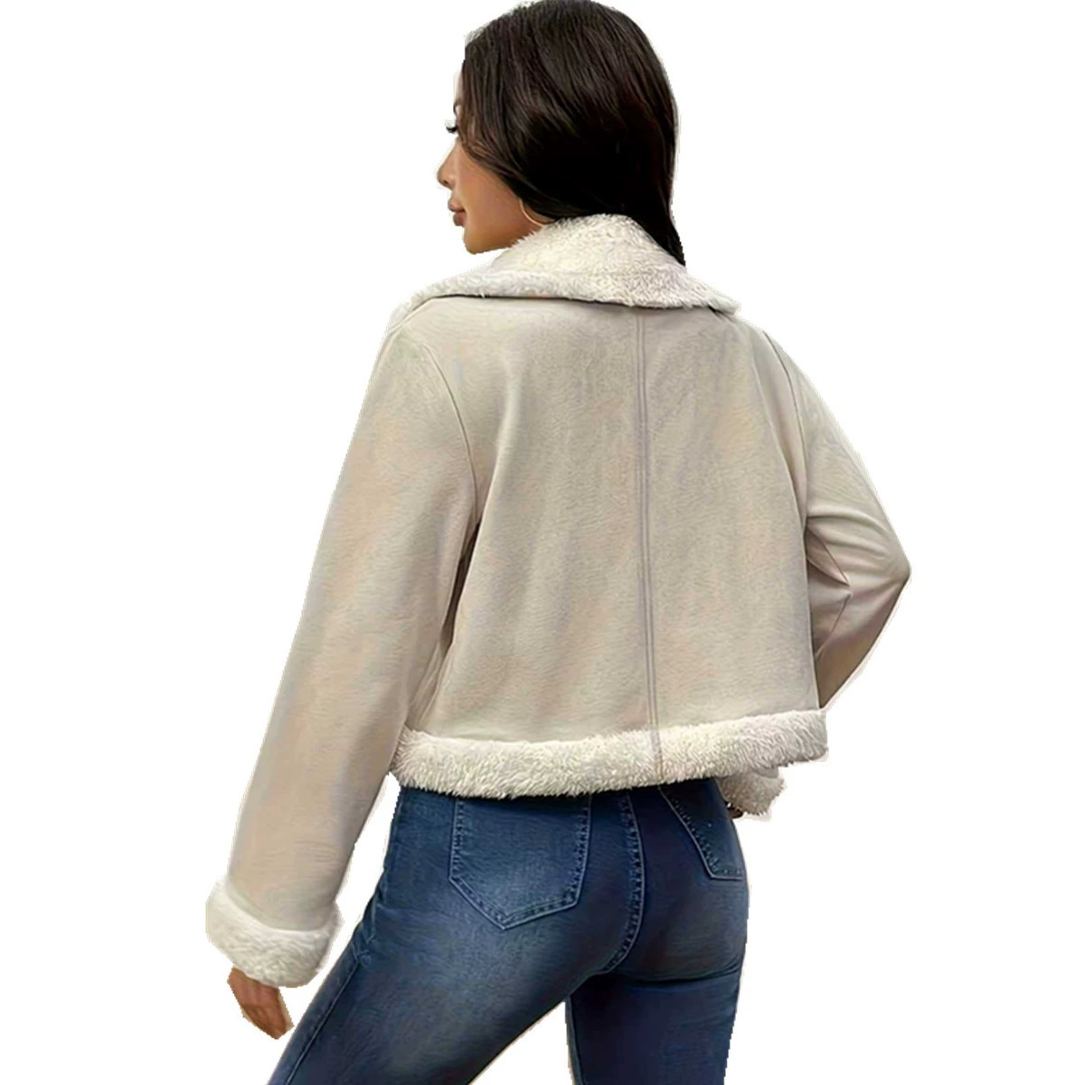 Winter Cotton Jacket With A Slanted Zipper And Thick Fur Lining - Image 4