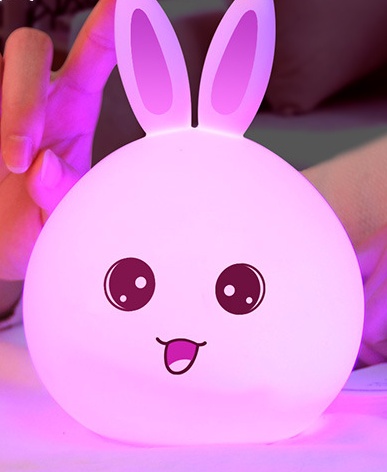 Cute Night Light Animal Rabbit Night lamps Touch Sensor Silicone LED Colorful Lights - Image 4