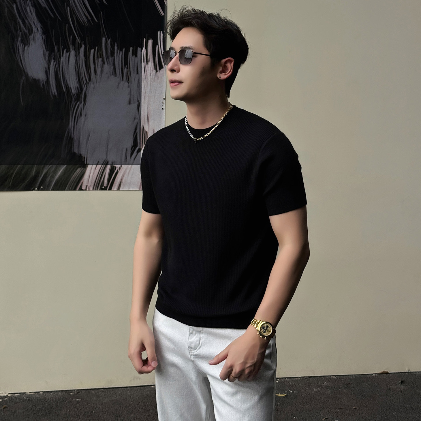 Men's Half-Neck Anti-Stripe Ice-Silk Short-Sleeve T-Shirt For Summer - Image 8