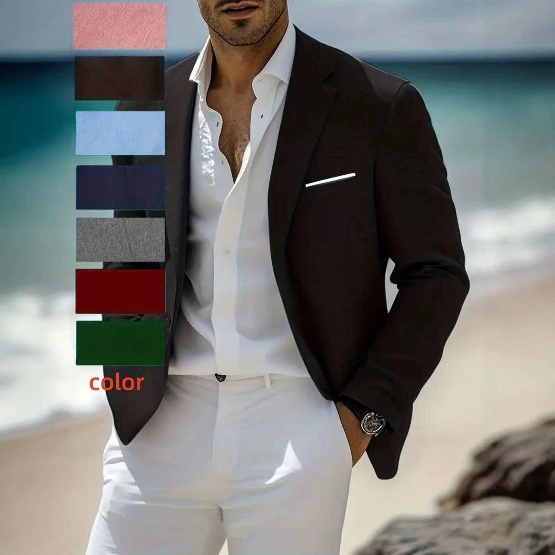 Men's Summer Thin Linen Casual Suit Jacket - Image 6