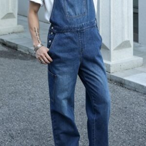 Mens Blue Jean Overalls Relaxed Fit Denim Bib Dungarees Casual Vintage Workwear US Warehouse Stock