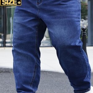 Plus Size Baggy Jeans Men Dark Blue Loose Fit Denim Pants Big And Tall Casual US Ready Stock