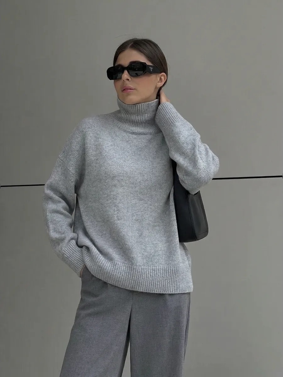 Turtleneck Knit Loose-fitting Casual Sweater - Image 8