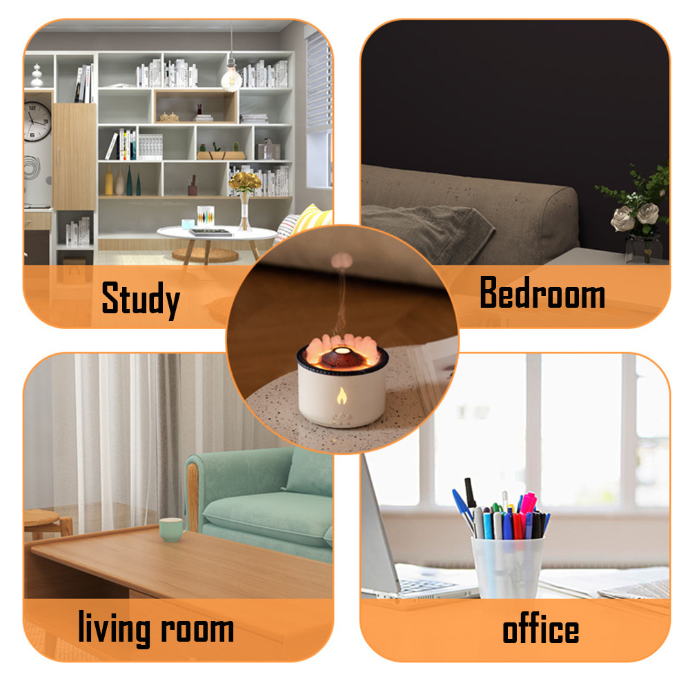 New Creative Ultrasonic Essential Oil Humidifier Volcano Aromatherapy Machine Spray Jellyfish Air Flame Humidifier Diffuser - Image 6