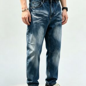 Acid Wash Jeans Men Plus Size Blue Straight Leg Vintage Denim Pants Big And Tall US Warehouse Ready Stock