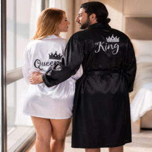 Black And White Morning Robes For Men And Women - Image 2