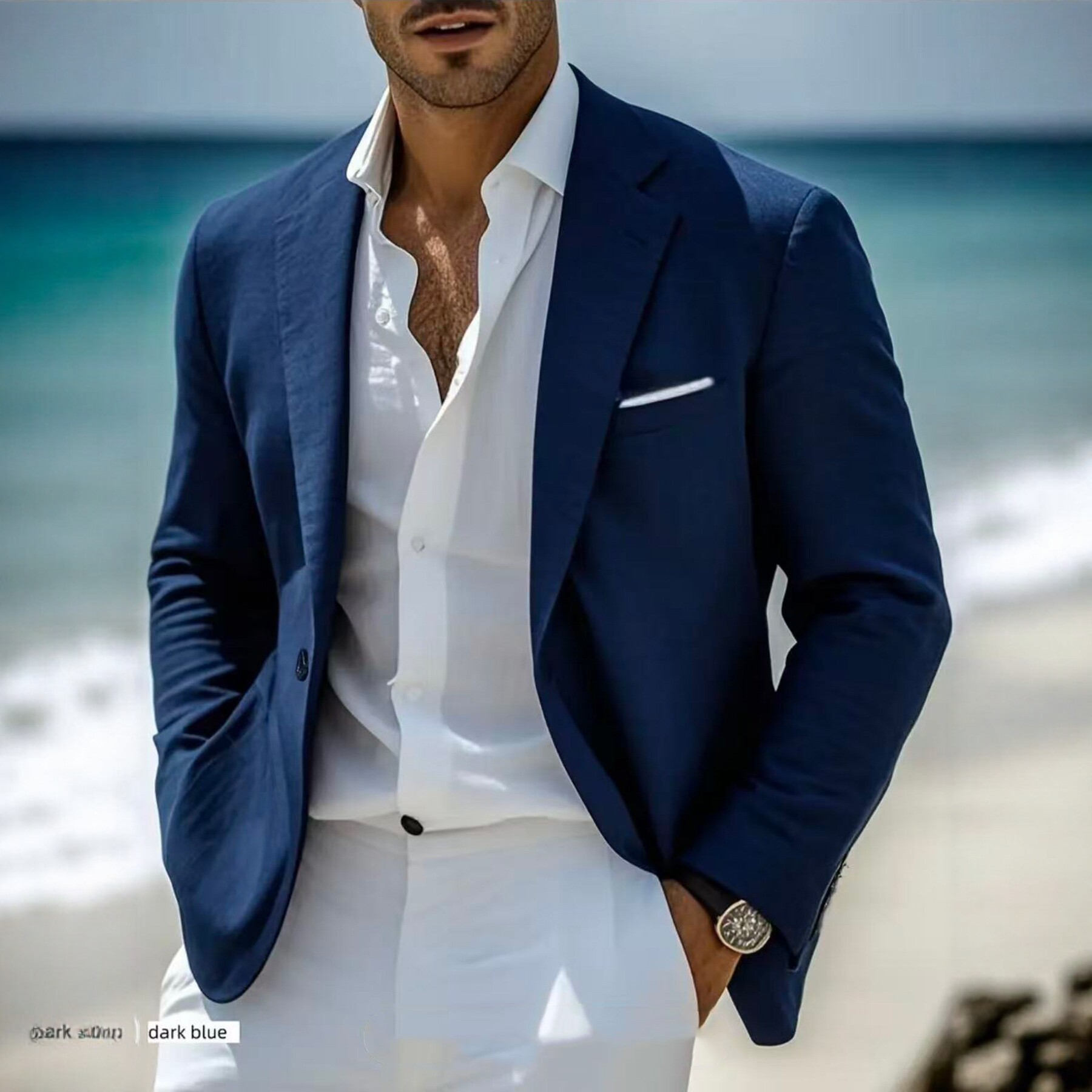 Men's Summer Thin Linen Casual Suit Jacket - Image 5