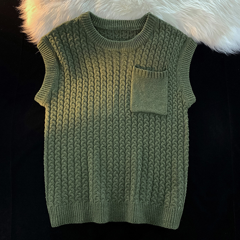 Simple Vest Woolen Vest New Solid Color Simple Vest Woolen Vest
