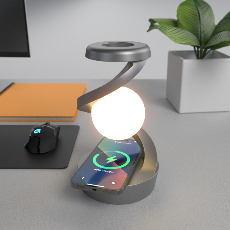 Rotating Moon Desk Lamp With Phone Wireless Charging Sensor Control Table Lamps Decorative Desktop Lamp Small Night Lamp Home Decor - Image 9